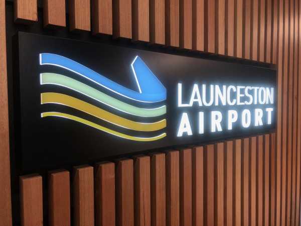 Launceston Airport illuminated corporate office sign