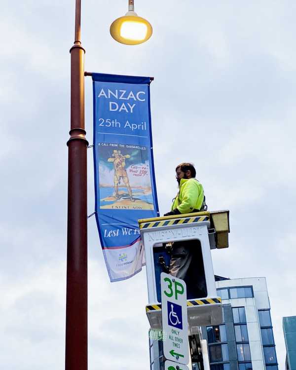 Flag install Anzac Day