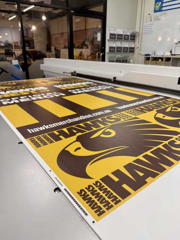 Corflute signage Hawks