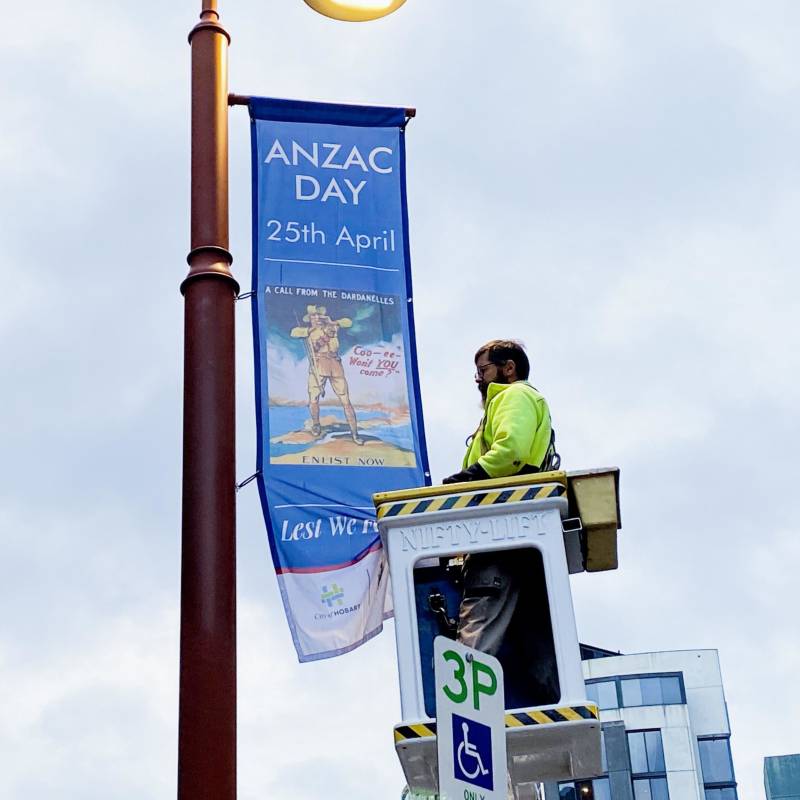 Flag install Anzac Day