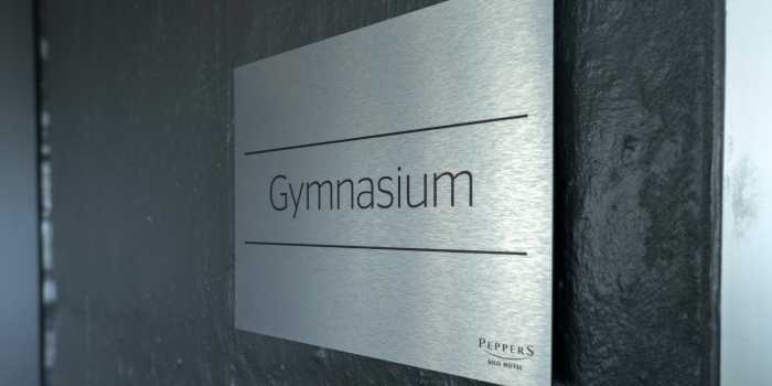 Silo Hotel Gymnasium Brushed Aluminium Sign