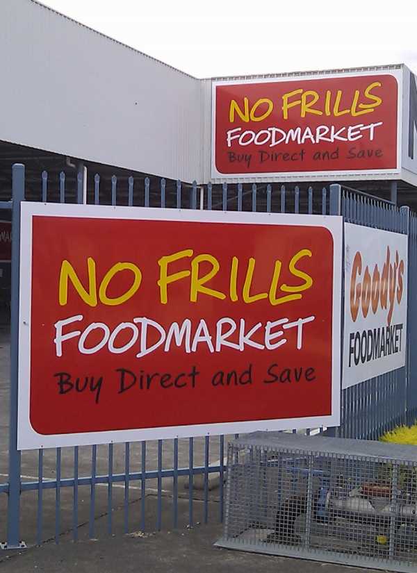 No Frills Hobart Fence Sign