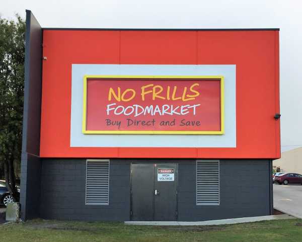 No Frills Building Signage