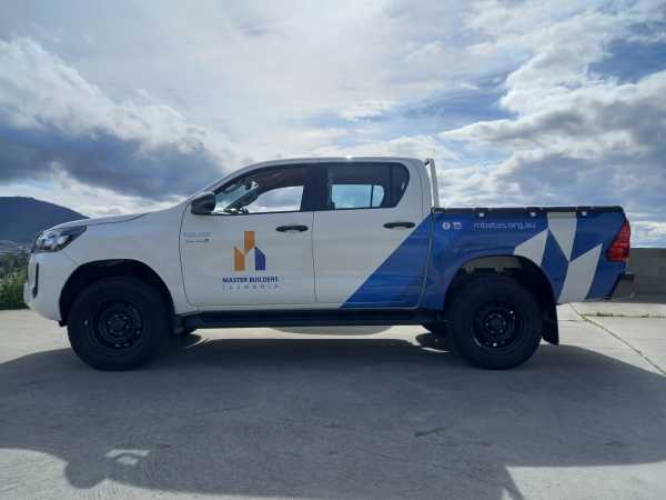 Vehicle Graphics Hobart Master Builders ute wrap